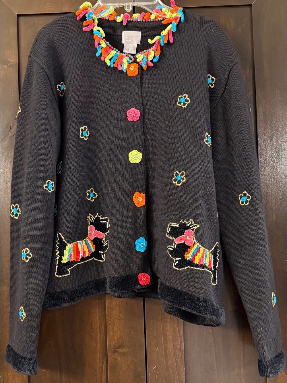 Vintage Berek Scottie Dog Cardigan Sz L
